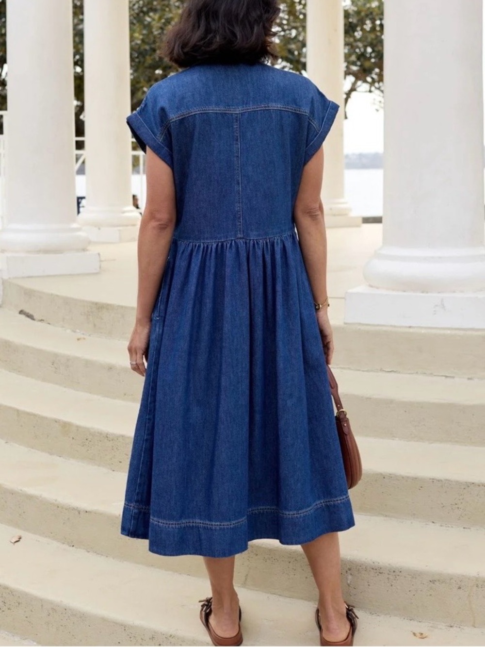 Classic Indigo Denim Midi Shirt Dress - Women - Picture 3 of 5